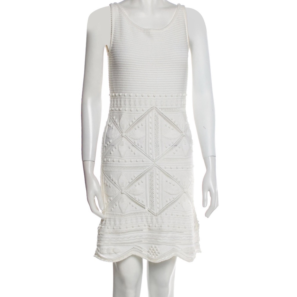 CHANEL 2001 Vintage White Ribbed Sheath Mini Dress size XS